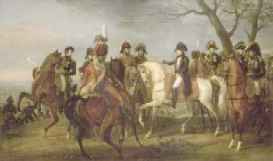 Napol�on entour� de son Etat Major au d�but de la bataille